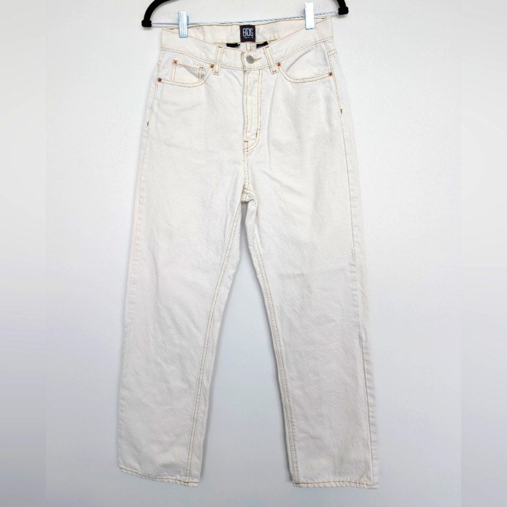 BDG Urban Outfitters High Rise Cowboy Jeans Contrast Stitch Western Sz 28 White